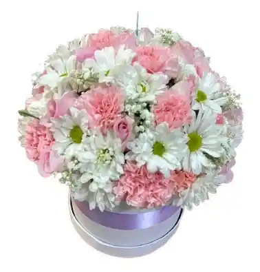 Caja Blanca Con Flores En Tonos Pastel