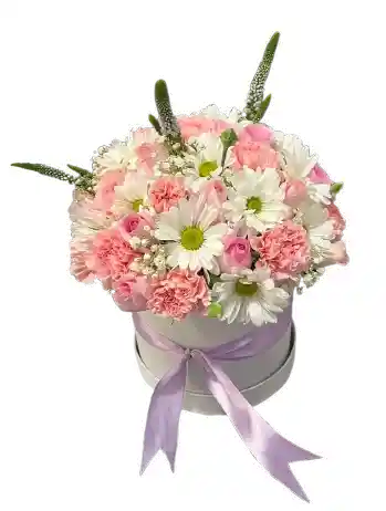 Caja Blanca Con Flores En Tonos Pastel