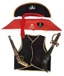 Set Disfraz Pirata Niños Chaleco Sombrero Espada Halloweeen
