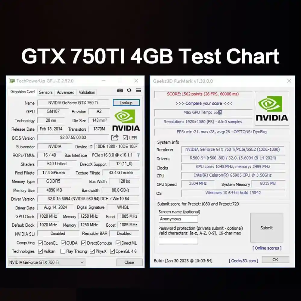 Tarjeta Grafica Nueva Geforce Gtx 750 Ti 4 Gb Gddr5 - 128 Bits, Pcie 3.0 X16, Directx 12