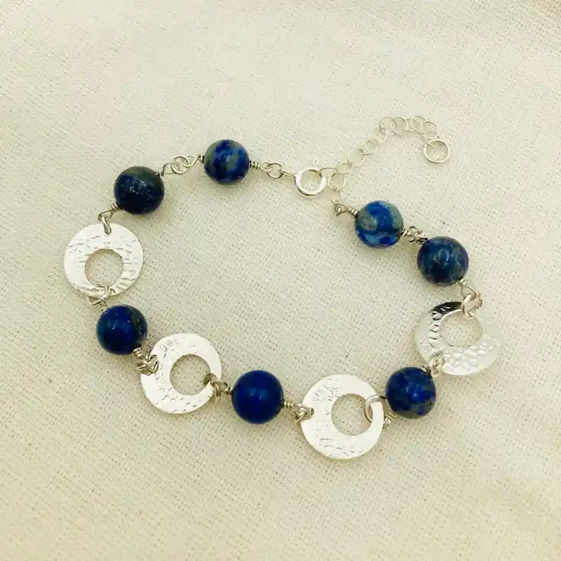 Pulsera De Plata Y Lapislázuli
