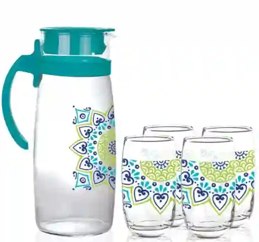 Jarra De Vidrio Con Vasos Set