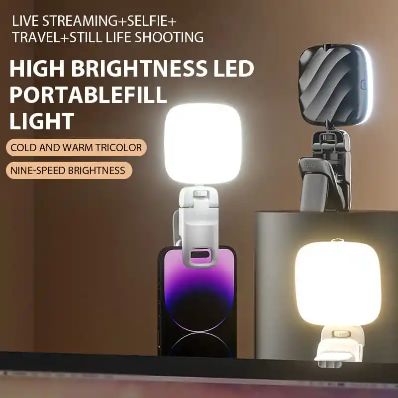 Luz Portátil Para Selfie De Clip Para Teléfono, Recargable