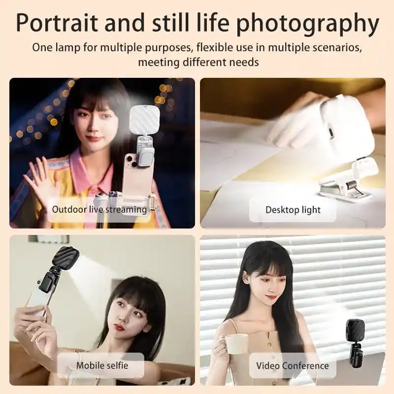 Luz Portátil Para Selfie De Clip Para Teléfono, Recargable
