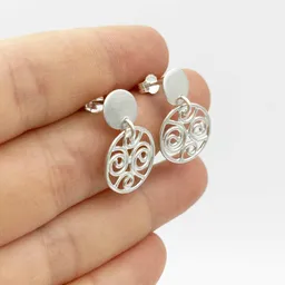 Aretes Espiral De Plata Colgante