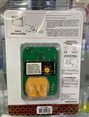 Protector De Voltaje Iconnex Vo10-120v, 20a, Voltaje Mínimo Ajustable, Temporizador De 3 Minutos Y Leds Indicadores, Ideal Para Refrigeradores Y Aires Acondicionados