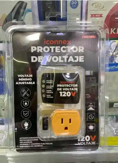 Protector De Voltaje Iconnex Vo10-120v, 20a, Voltaje Mínimo Ajustable, Temporizador De 3 Minutos Y Leds Indicadores, Ideal Para Refrigeradores Y Aires Acondicionados
