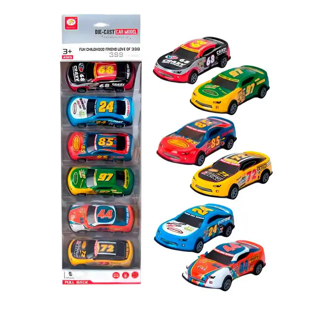 Carro Deportivo Racing Nascar De Cuerda X 6 Unidades