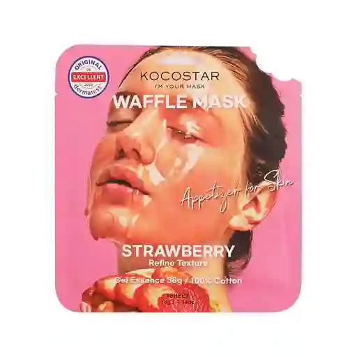 Mascarilla De Velo Kocostar Facial Waffle Strawberry 40g
