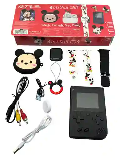 Combo Mickey Smart Watch Inteligente Mas Audifonos Con Protector Y Cp De Juegos