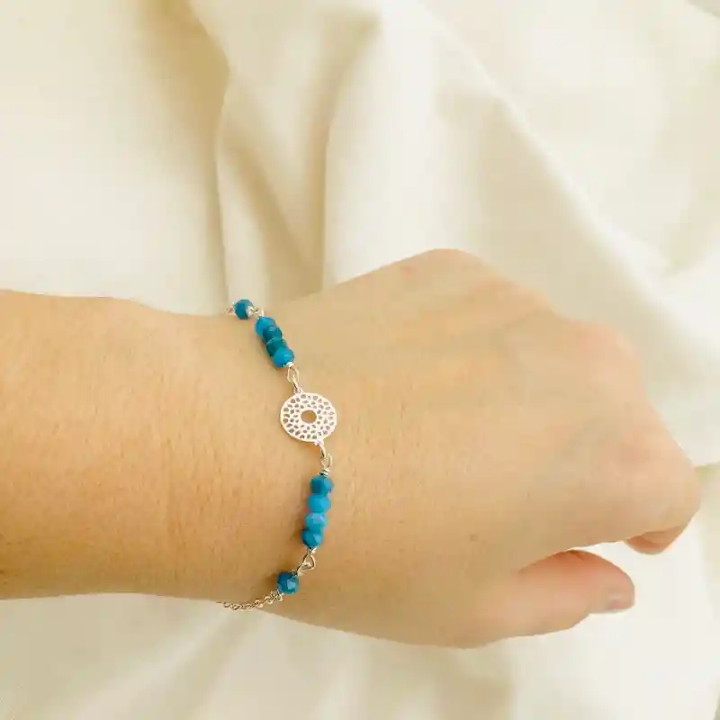 Pulsera De Plata Y Piedras Apatita