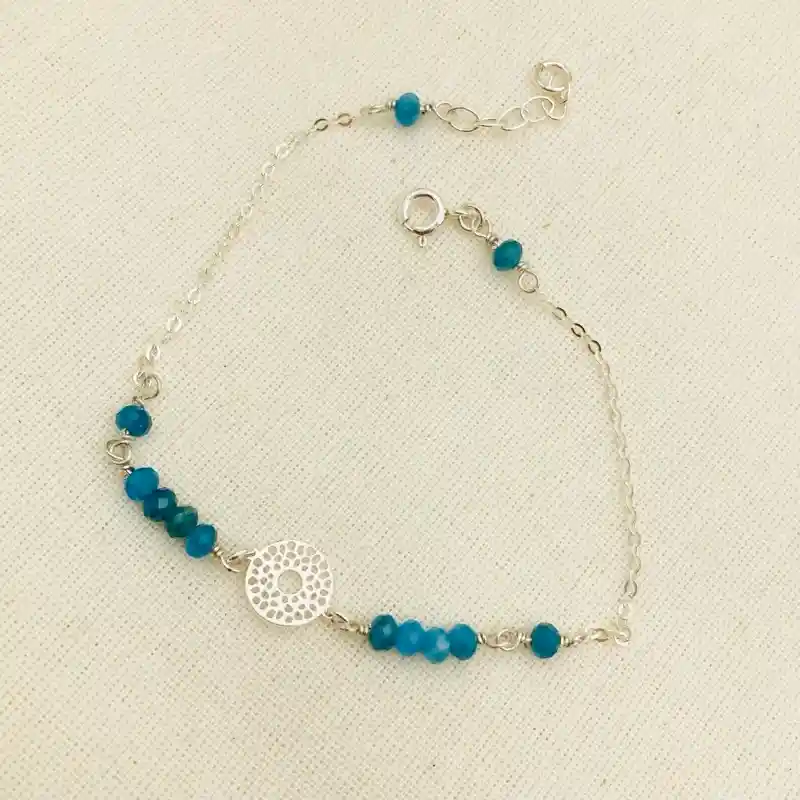 Pulsera De Plata Y Piedras Apatita