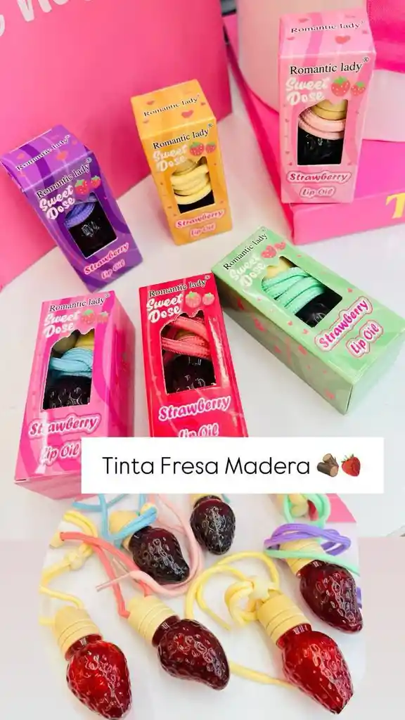 Tinta De Labios Fresita Con Llavero Bolso