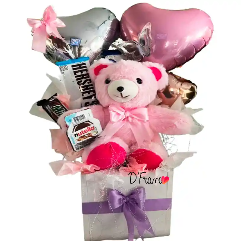Oso De Peluche Con Chocolates Y Globos
