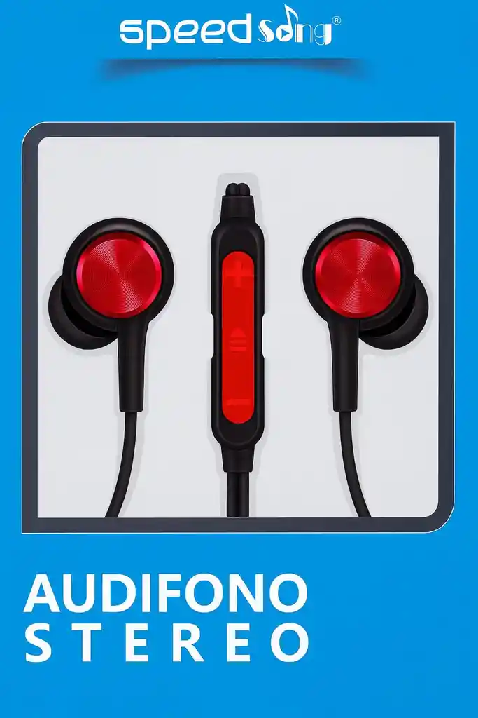Audífono Stereo Speed Song Sg-165 Con Control De Volumen Negro / Rojo