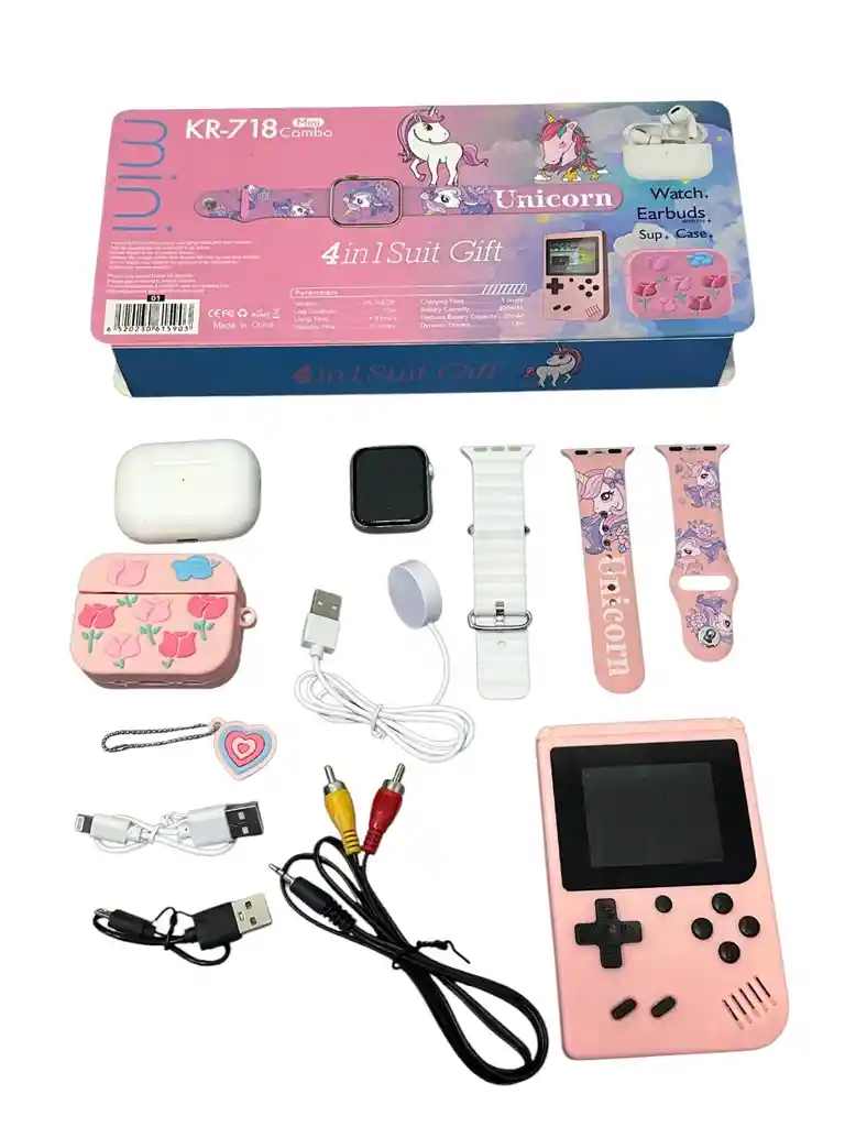 Combo Pony Smart Watch Inteligente Mas Audifonos Inalambricos Con Funda Y Cp Juegos Retro
