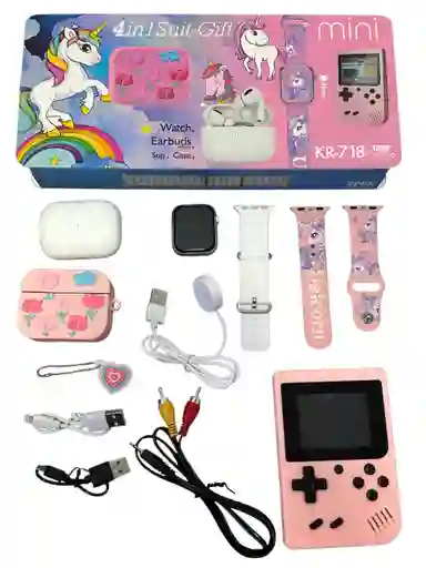 Combo Pony Smart Watch Inteligente Mas Audifonos Inalambricos Con Funda Y Cp Juegos Retro
