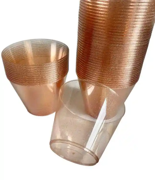 Vasos Oro Rosa 9 Onzas X 10 Unds Escarchado
