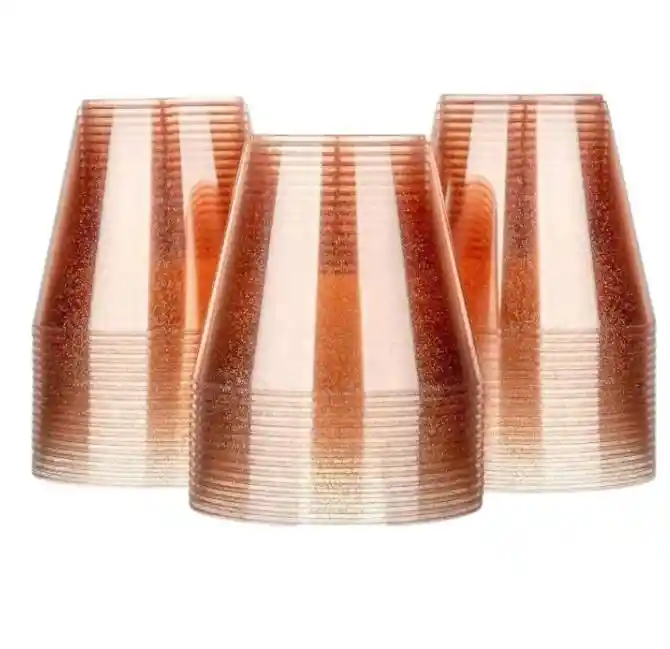 Vasos Oro Rosa 9 Onzas X 10 Unds Escarchado