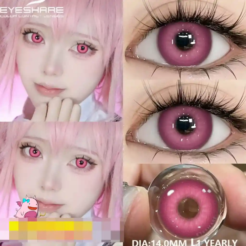 Lentes De Contacto Color Rosado Cosplay Disfraz Halloween Pink