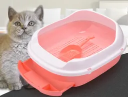 Arenera Con Bandeja Para Filtrar Y Pala Rosada