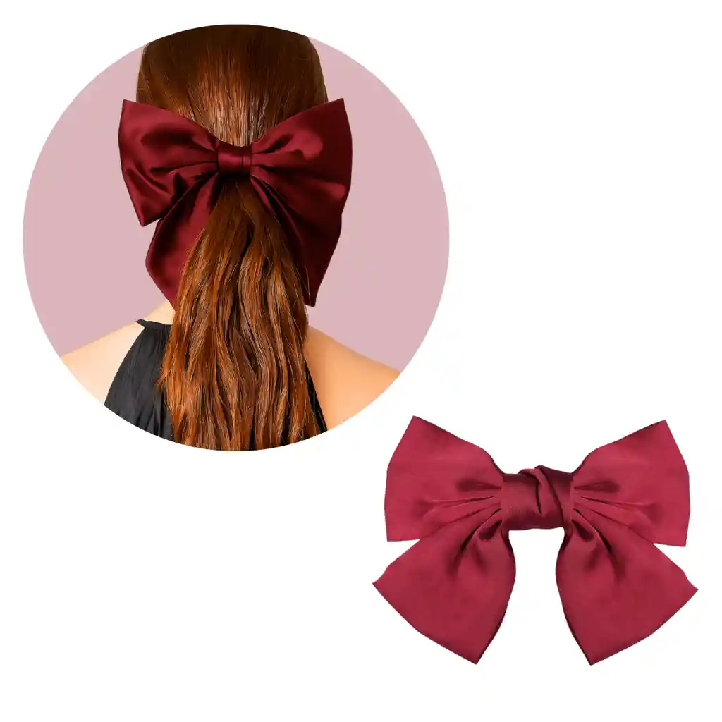 Moño Lazo Satín Para Cabello Pelo Con Hebilla