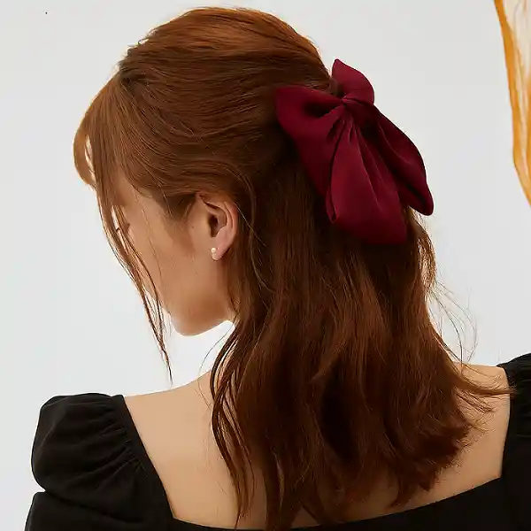 Moño Lazo Satín Para Cabello Pelo Con Hebilla