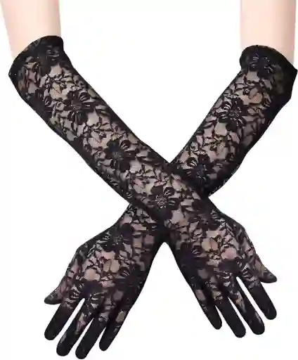 Guantes De Encaje X2 Negros