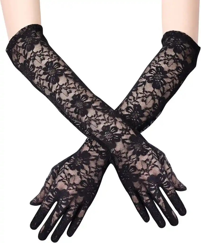 Guantes De Encaje X2 Negros