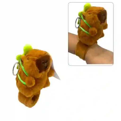 Brazalete Llavero De Capibara, Con Mochila De Tortuga - 10cm