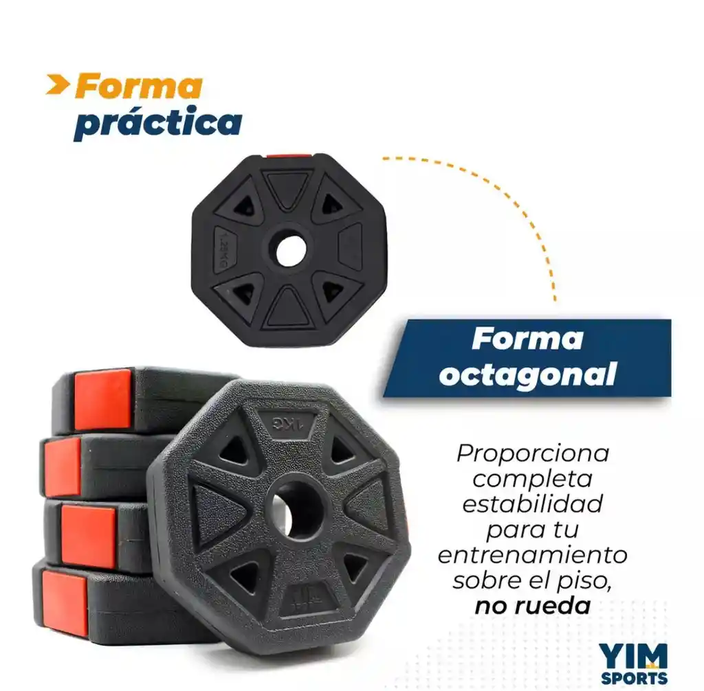 Set Kit Pesas Mancuernas 15kg Octagonales Ajustables Termoforradas