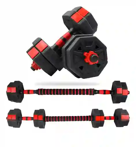 Set Kit Pesas Mancuernas 15kg Octagonales Ajustables Termoforradas