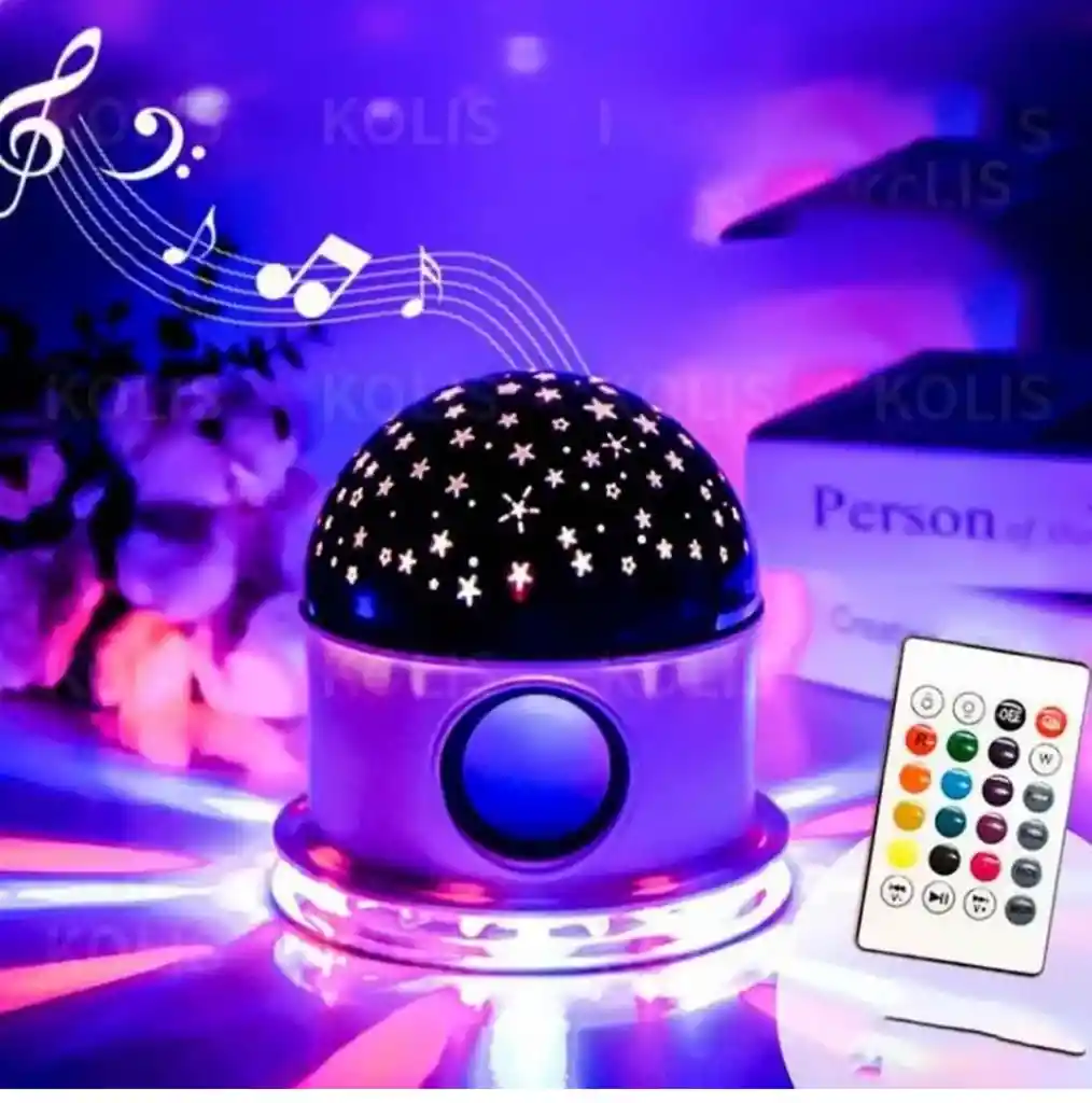 Lampara Proyector Estrellas Lunas Parlante Bluetooth Mas Control