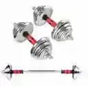 Kit De Mancuernas Pesas 20 Kg Discos Cromada + Barra Extension