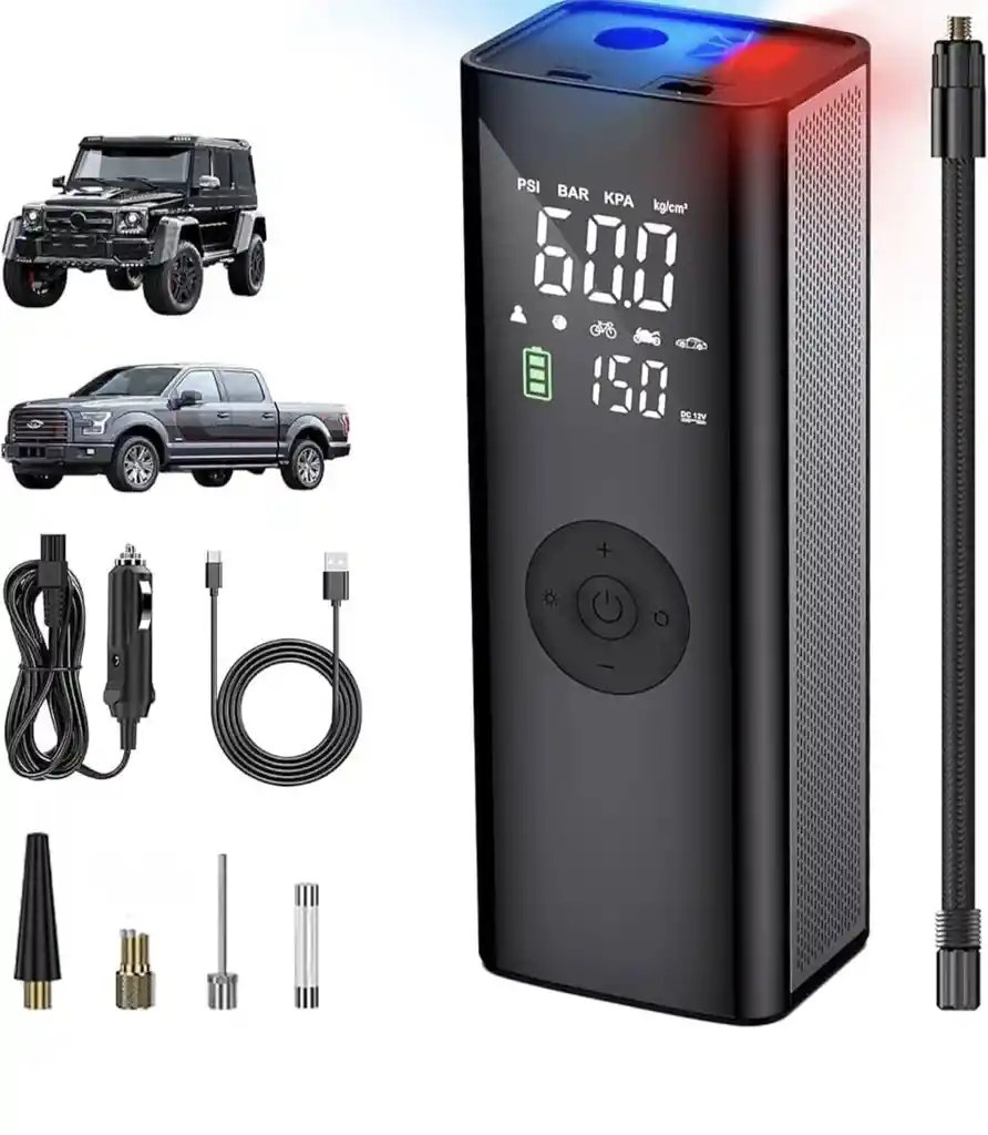 Compresor Inflador Recargable Portátil Carro Moto Bicicletas Linterna