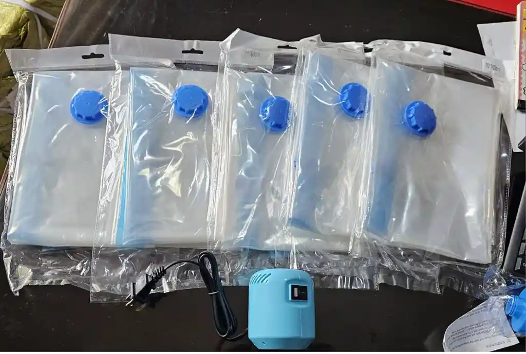 5 Bolsas Al Vacío 100x70 Cm Bomba Eléctrica Ahorra Espacio
