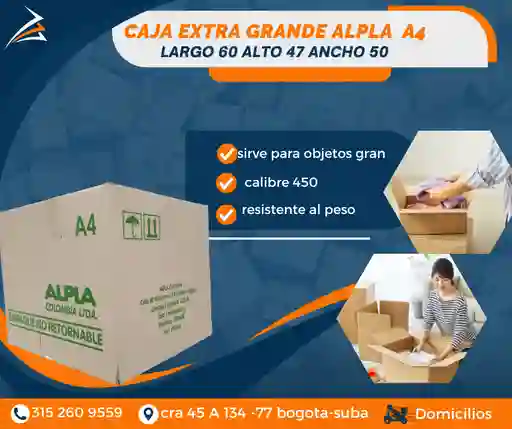 Caja De Carton Grandevpara Mudanza Alpla #04 60 Largo X 50 Ancho X 47 Alto Empaque Y Embalaje