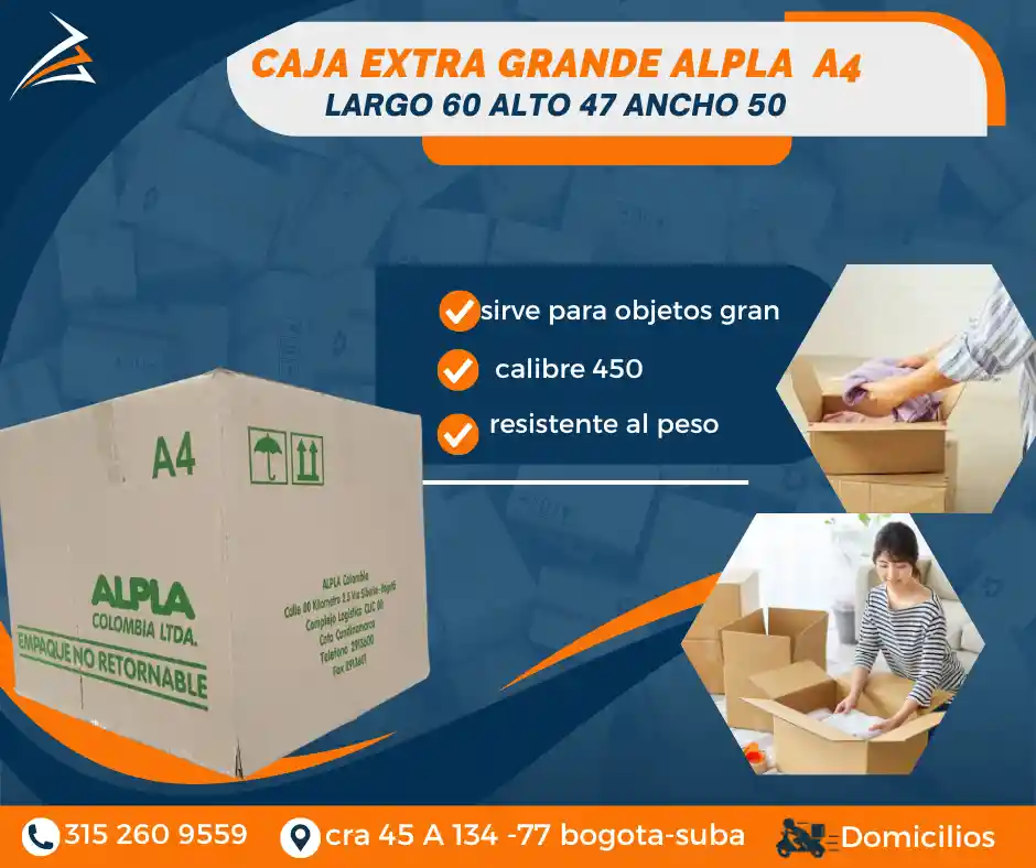 Caja De Carton Grandevpara Mudanza Alpla #04 60 Largo X 50 Ancho X 47 Alto Empaque Y Embalaje