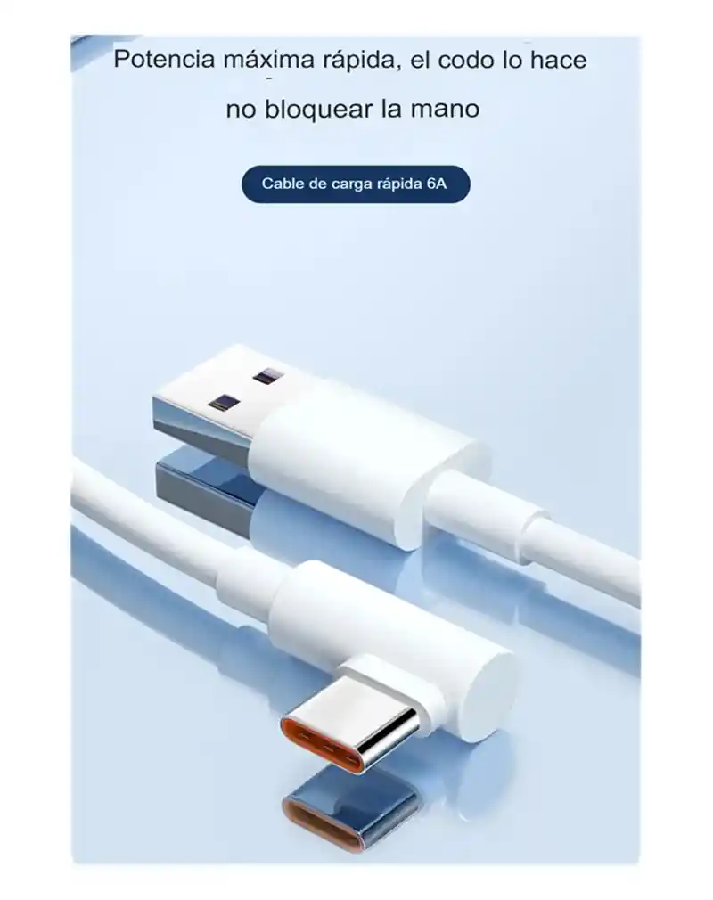 Cable De Carga Rapida Usb A Tipo C 90° De 120w