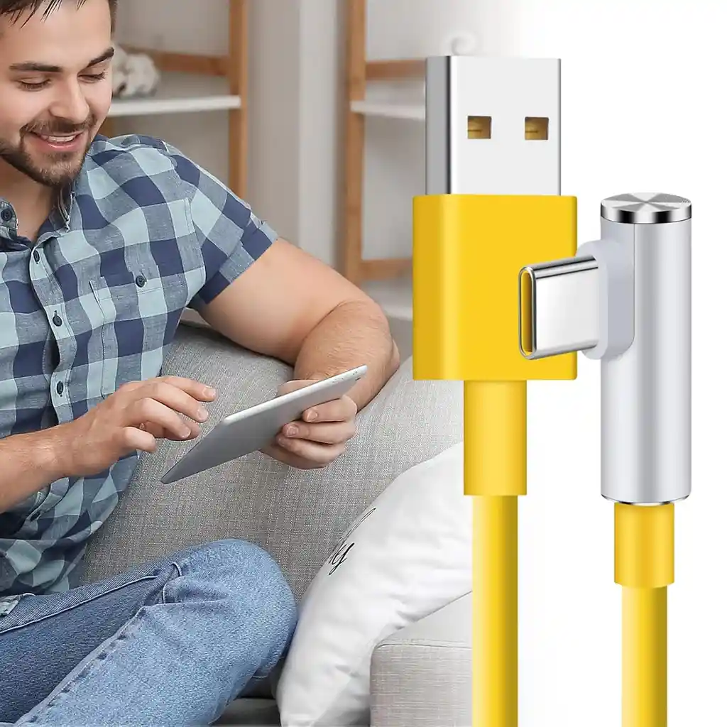 Cable De Carga Rapida Usb A Tipo C 90° De 120w Amarillo