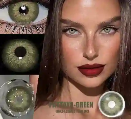 Lentes De Contacto Con Aumento Color Verde Claro -2.00d Pattaya Green Halloween Disfraz