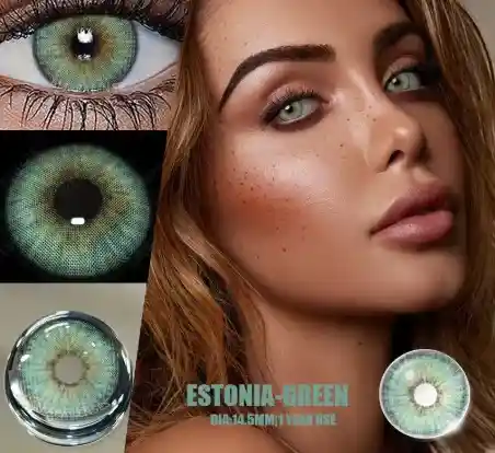 Lentes De Contacto Con Aumento Color Verde Claro -3.00d Estonia Green Halloween Disfraz