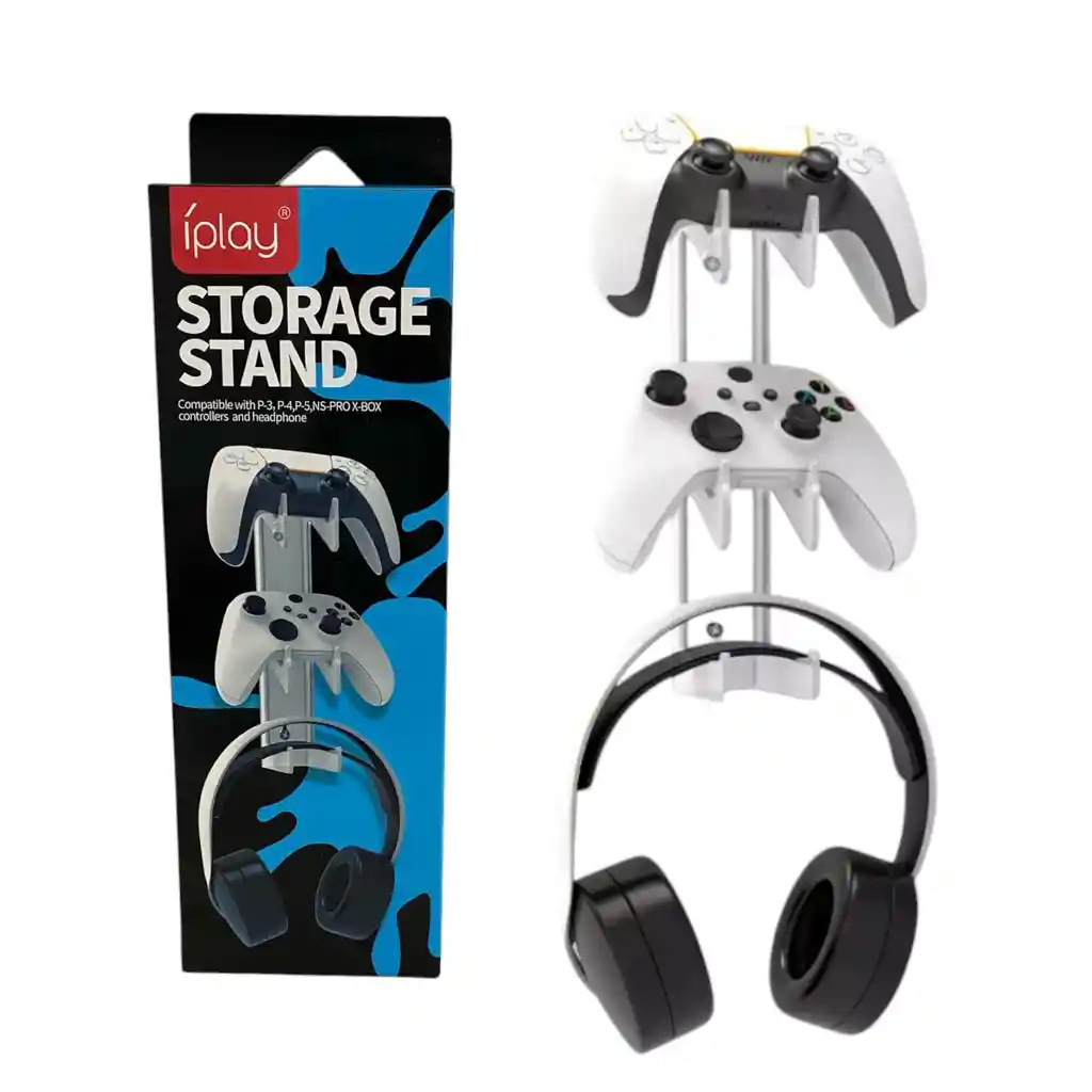 Soporte Base Pared 2 Controles Y Diadema Para Consolas