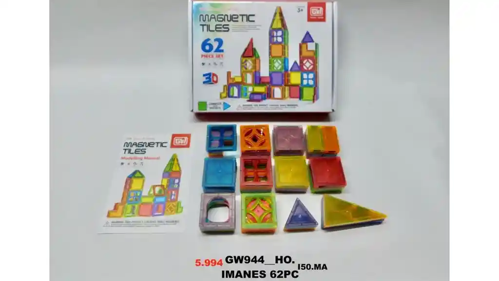 Bloques Magnéticos Set Construcción Imanes Educativos 62 Pcs