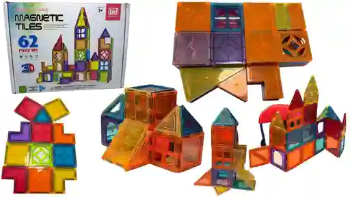 Bloques Magnéticos Set Construcción Imanes Educativos 62 Pcs