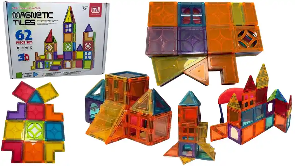 Bloques Magnéticos Set Construcción Imanes Educativos 62 Pcs