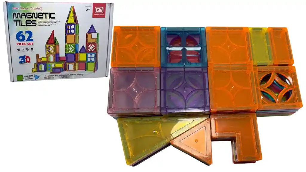 Bloques Magnéticos Set Construcción Imanes Educativos 62 Pcs