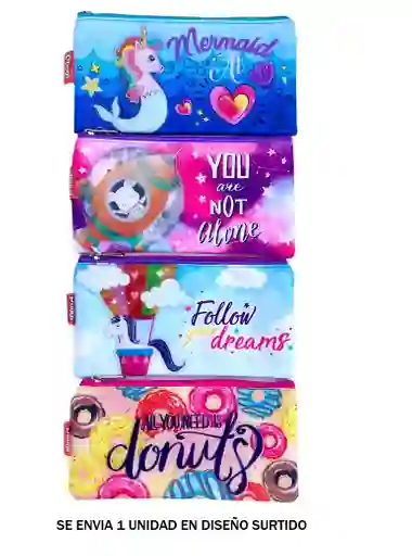 Cartuchera Para Niña 1 Bolsillo Diseños Surtidos Primavera