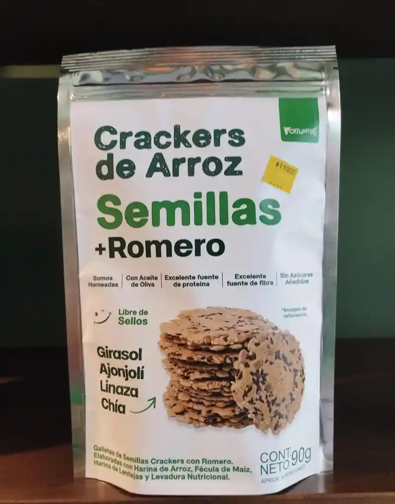Crackers De Arroz Semillas + Romero X 90gr Fortunitas