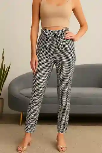 Pantalón Cintura Alta Cuadro Chic